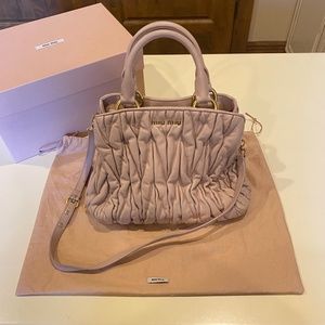 Miu Miu Pink Nappa Matelasse Top Handle Bag